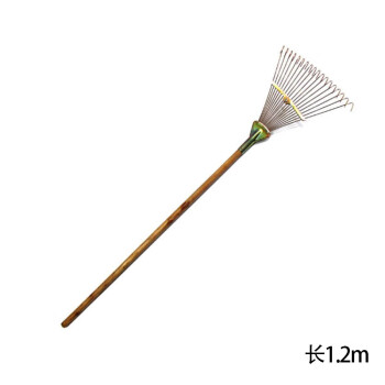 庄太太【钢丝耙+1.2米木柄】不锈钢伸缩落叶草坪草耙子农用工具