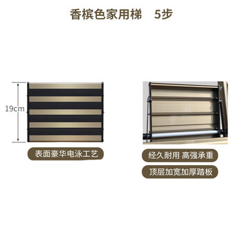 飞尔（FLYER）折叠梯子 加厚钢管铁梯 宽踏板 人字梯 单侧工程梯【香槟防滑五步梯 PLV01】