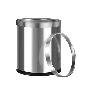 庄太太【圆形10L不锈钢单层】酒店客房不锈钢圆形小号无盖阻燃厕所垃圾桶