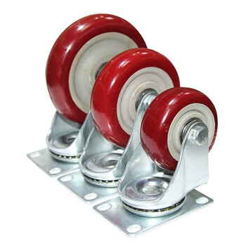 京云灿万向轮静音轮子带刹车3寸重型塑芯聚氨酯轮4寸5寸平板手推车4寸刹车轮