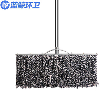 蓝鲸环卫  蓝白40cm木杆  木杆拖把棉线大堂老式墩布尘推拖布工厂物业吸水拖把 LJHW-9039