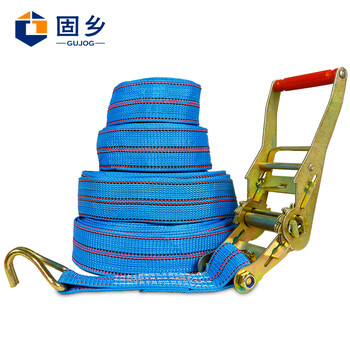 固乡 货车紧绳器捆绑带收紧器紧固带拉紧器汽车拖车绳捆绑带 双钩高密度【蓝色5cm宽20m长拉力3吨】
