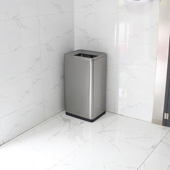 迪恩斯（DEANS）不锈钢垃圾桶公共厕所卫生间洗手间大号商用办公室无盖直投擦手纸垃圾桶大容量50升 