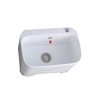 星期十阳台高脚陶瓷拖把池带腿拖布池落地式洗墩布池型号109一键排污带防溢水口56cm*38cm*40cm定制