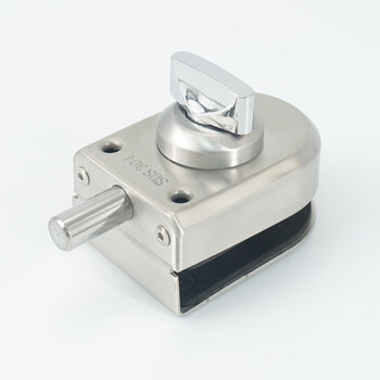 稳斯坦 304不锈钢玻璃门门锁 推拉门单门双门免开孔玻璃门锁 双开插锁 地锁带旋转-内拧外无 W530