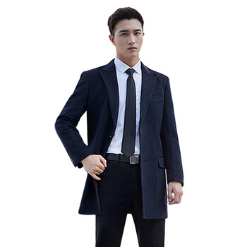 强盛伟业(QSWY)各号 职业装大衣 商务呢子大衣工作服外套 定制 藏青 S-5XL