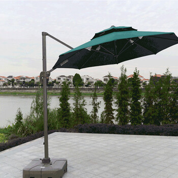 飞尔（FLYER）户外休闲伞 安全器具庭院伞咖啡厅伞 3.5米 方形侧立伞[大理石底座]