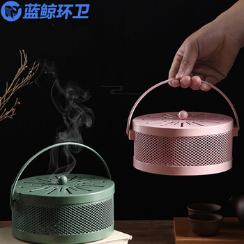 蓝鲸环卫【祥云墨绿】蚊香盘托防烫蚊香盒铁艺带盖接灰盘LJHW-9126BB