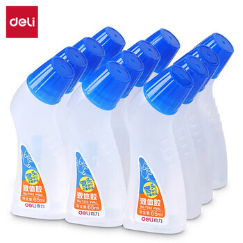 deli得力 7312弯头液体胶 蓝色 65ml/瓶 12只装