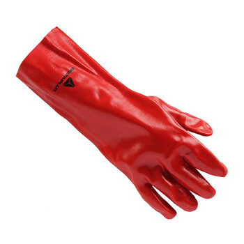 代尔塔（Deltaplus）201735 PVC7335 PVC硫化耐酸碱手套 抗化学品溶剂植棉劳保手套 定做 红色 10码 12副