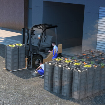 京度欧标EU箱汽配周转箱塑料物流箱收纳盒零件盒 400*300mm单盖