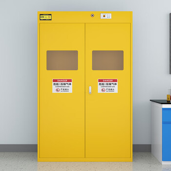 知旦 气瓶储存柜三瓶二代报警器黄色 可燃气体安全存储柜ZD216