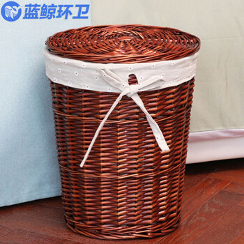 蓝鲸环卫 复古铁塔布大号口42高52 藤编脏衣篓玩具衣物收纳框LJHW-9065