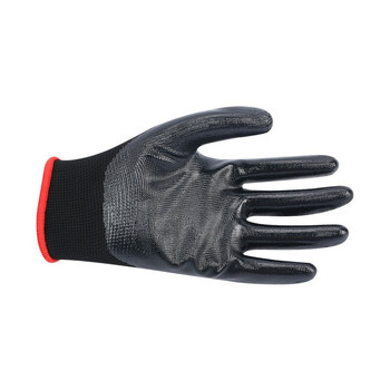 盛港 劳保手套 丁腈耐磨纱手套浸胶工作带胶修车工地 N819黑色（12付）