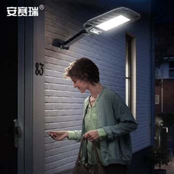 安赛瑞 太阳能路灯 户外LED防水投光灯 人体感应遥控太阳能照明路灯 60LED 700863
