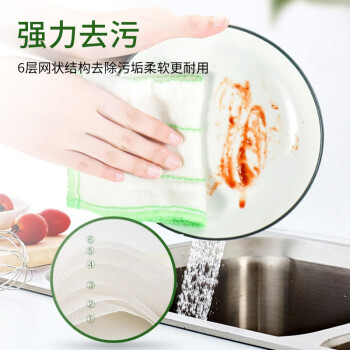 3M思高瞬洁6层吸水洗碗抹布 强力去污吸水性好 输油网状结构更易清洁 3片装