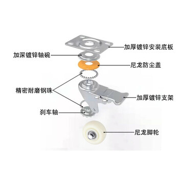 万尊 尼龙脚轮4寸万向轮工业平板车手推车轮子