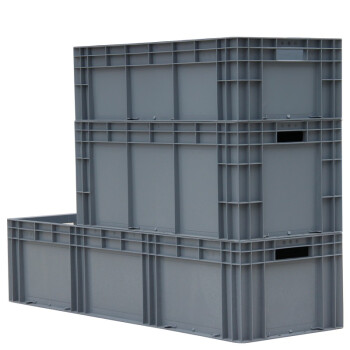 海斯迪克 HKCC06 400*300*148无盖灰色周转箱 EU塑料箱 加厚汽配可堆式周转箱储物箱零件箱 物流整理全新料