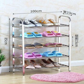 穆运 不锈钢鞋架五层加厚置物架5层简易组合收纳架 五层1000*230*850mm