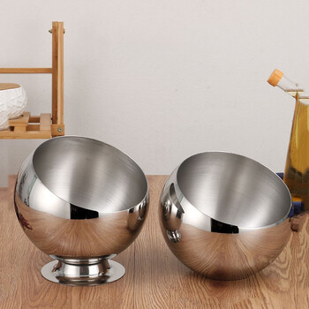 庄太太 14cm无底座 不锈钢桌面垃圾桶餐桌斜口碗KTV烟灰缸ZTT-9020