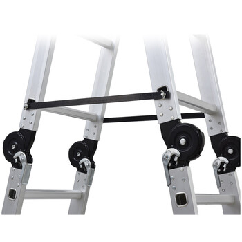 谋福9318多功能铝合金折叠梯子人字梯伸缩工程梯 【 加厚四折五步关节梯（4*5）】带滑轮