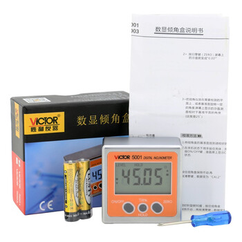 胜利仪器（VICTOR）数显倾角仪带磁360度电子角度仪倾角盒水平仪IP65防水数显水平仪 VC5001 标配现货
