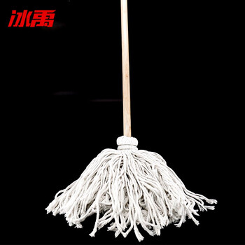 冰禹 BY-1249 老式木柄拖把 木杆棉线拖布 线条墩布 白色（5把/件）