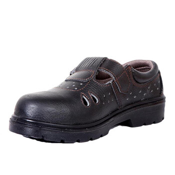 羿科 60710835 钢包头防砸安全鞋 透气凉鞋 牛皮帮面防滑PU大底 1双 40码