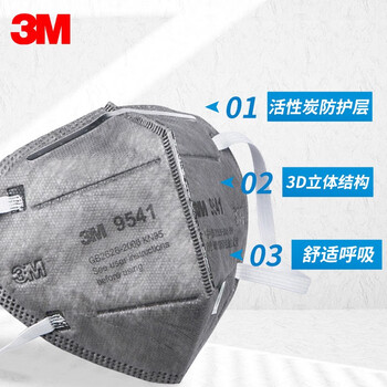 3M 9541防雾霾粉尘异味活性炭无阀KN95口罩耳带式25只装DKH