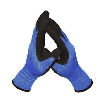 代尔塔（Deltaplus）201631 VE631 发泡乳胶抗撕裂手套 耐高温涤纶衬里透气舒适 定做 蓝色 8码 12副