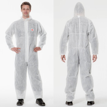 3M 4515白色带帽连体防护服 （Type5&6类防护）防护颗粒物及有限喷溅  M 1件