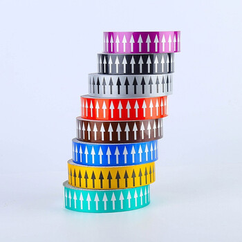 谐晟 国标管道标识贴 管道反光膜 流向导向指示标签箭头标贴不干胶贴 蓝底白箭头 5cm*20米