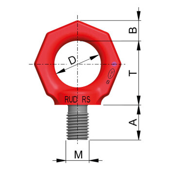 路德（RUD）螺栓型吊环RS-M24载荷2t 螺纹选择范围大 安装便捷