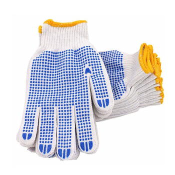 安美尚（ams）10针尼龙600G点珠手套 蓝色点胶劳保手套 工地搬砖耐磨加厚 定做 12双