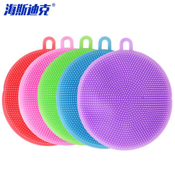 海斯迪克 HKY-124 多功能硅胶洗碗刷 去污百洁擦拭布 颜色随机10个