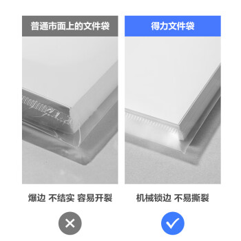 得力（deli）20只A4按扣学生桌面透明文件袋  试卷收纳文件套学科科目分类 塑料防水档案袋 学习办公用品 PP20