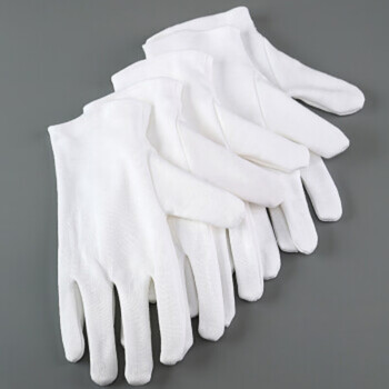 者也（ZYE）礼仪手套 加厚棉汗布劳保手套检阅表演白手套 加厚棉12双 