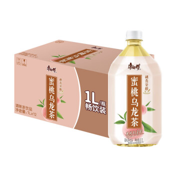 新品康师傅蜜桃乌龙茶1000ml12瓶整箱网红碳酸水果汁饮料饮品1l12瓶