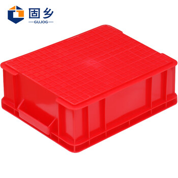 固乡 周转箱物料收纳箱配件箱塑料胶箱子长方形五金工具箱 红色QL-ZZX-RA4箱410*305*147mm