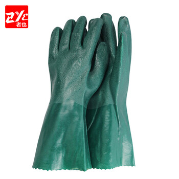 者也（ZYE）PVC工业磨砂手套 化学加工清洁耐磨耐酸碱防油防滑手套 绿色(均码）