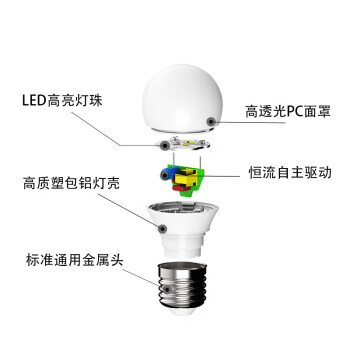 贝工 LED灯泡节能灯泡 E27大螺口商用物业用光源 3瓦 白光 球泡 BG-QP03B-3W