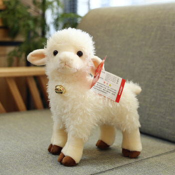 小羊羔公仔可爱毛绒玩具小羊玩偶布娃娃仿真白羊羔羊驼儿童礼物米白色