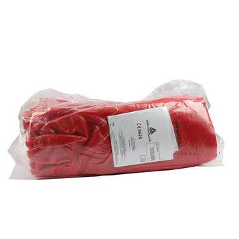 代尔塔（Deltaplus）201735 PVC7335 PVC硫化耐酸碱手套 抗化学品溶剂植棉劳保手套 定做 红色 10码 12副