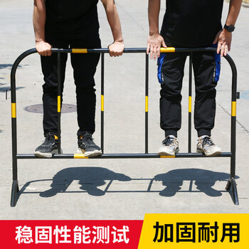 百舸 镀锌铁马护栏 道路交通施工安全隔离栏 景区商场排队围栏 32外管黄黑款1.2*2m
