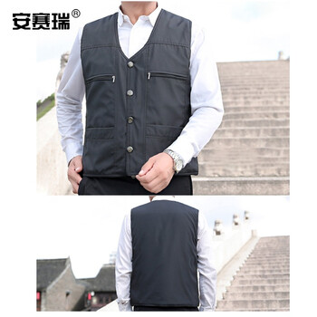 安赛瑞 冬季加厚工作马甲 加绒加厚保暖坎肩 户外保暖马甲工装劳保服 户外保暖背心加厚户外棉马甲 XL 25634