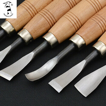 啄木鸟 WOODPECKER 雕刻刀套装 木刻雕刀手工木刻刀木雕刀 根雕挖勺刀A306(6支装) PMA306(6支装) 雕刻刀