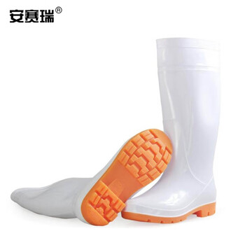 安赛瑞 白色卫生靴 PVC三防高筒雨鞋 厨房水产加工厂 安防用品 41码 13822