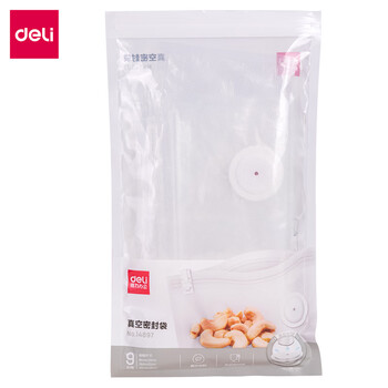 得力（deli）手持真空袋 抽真空保鲜机熟食水果干湿两用抽气泵真空机打包袋 3大3中3小【14897】