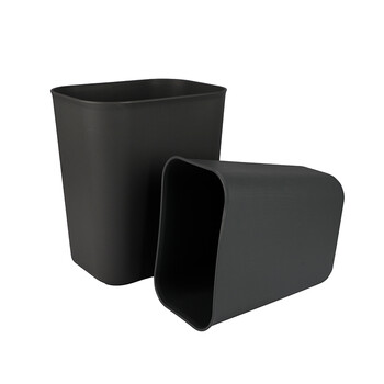 庄太太【方形14L黑色】商用酒店无盖塑料双层垃圾桶