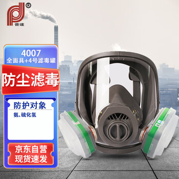普达 防毒面具 MJ-4007全面罩配P-K-1（4号）滤毒盒七件套 尘毒两用口罩 化工混凝土化肥厂